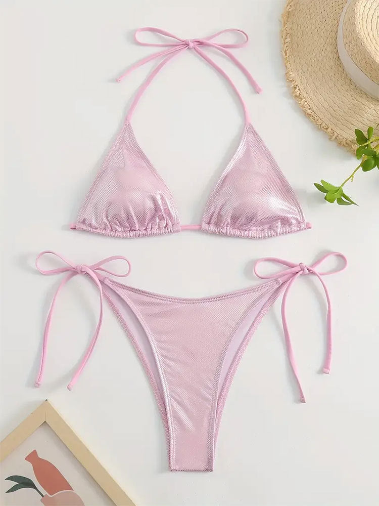 Women Sparkling Triangle Bikini Set Chic and Style