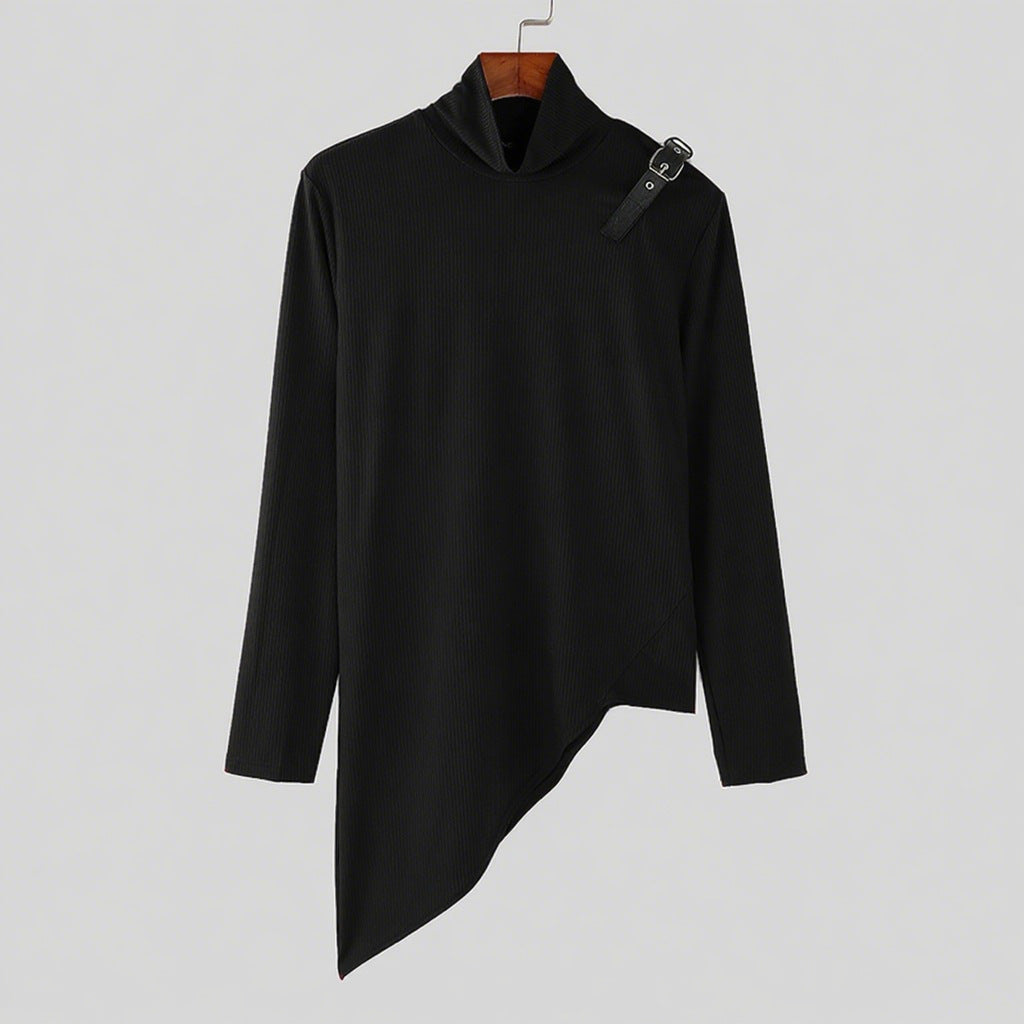 Dames asymétrique Longsleeve avec col montant et moderne bande Chic und Stil