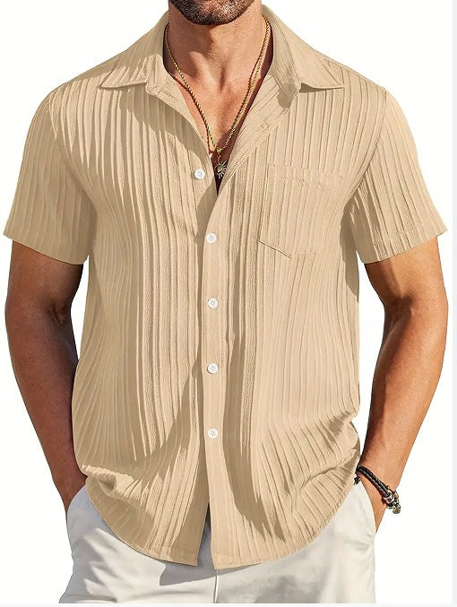 Chemise de plage à manches courtes structurée pour hommes Chic und Stil