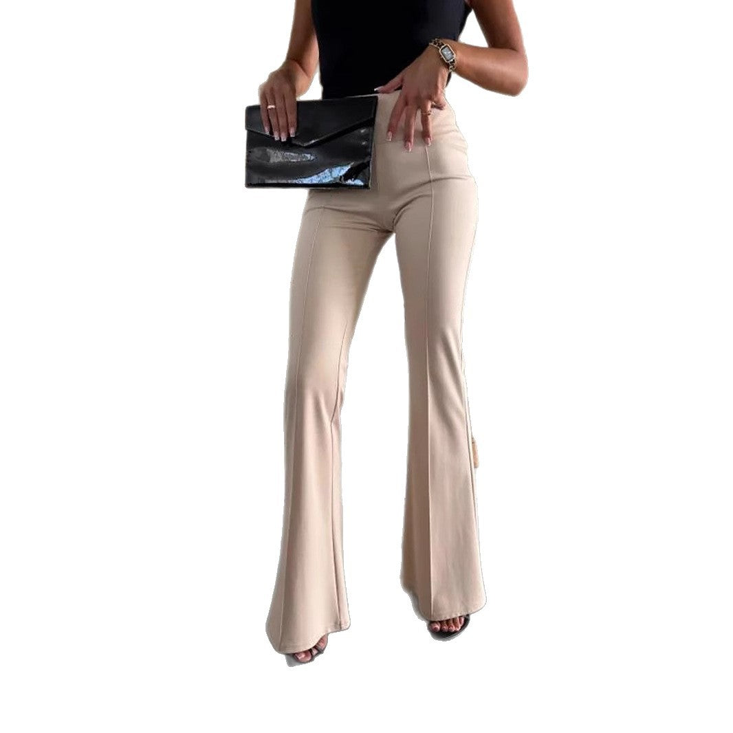 Ladies Elegant High-Waisted Flared Trousers with Flattering Cut Chic and Style