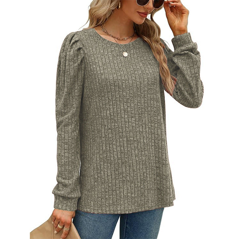 Pull à manches bouffantes texturé Chic und Stil pour femmes