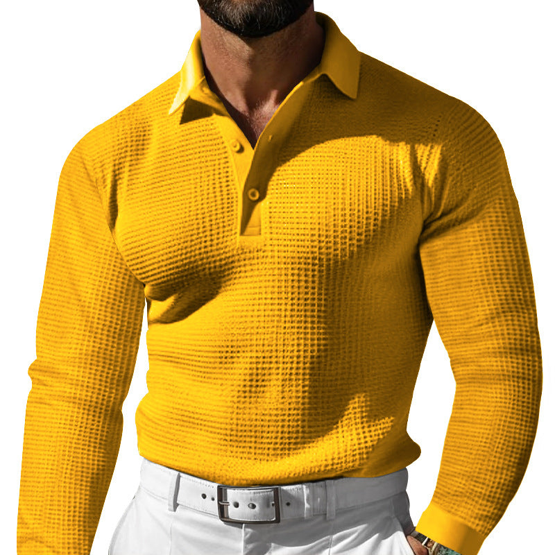 Chemise polo à manches longues pour hommes en tissu texturé Chic und Stil