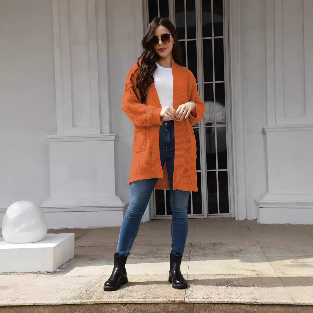Cardigan en tricot décontracté pour femmes avec poches pratiques et devant ouvert Chic und Stil