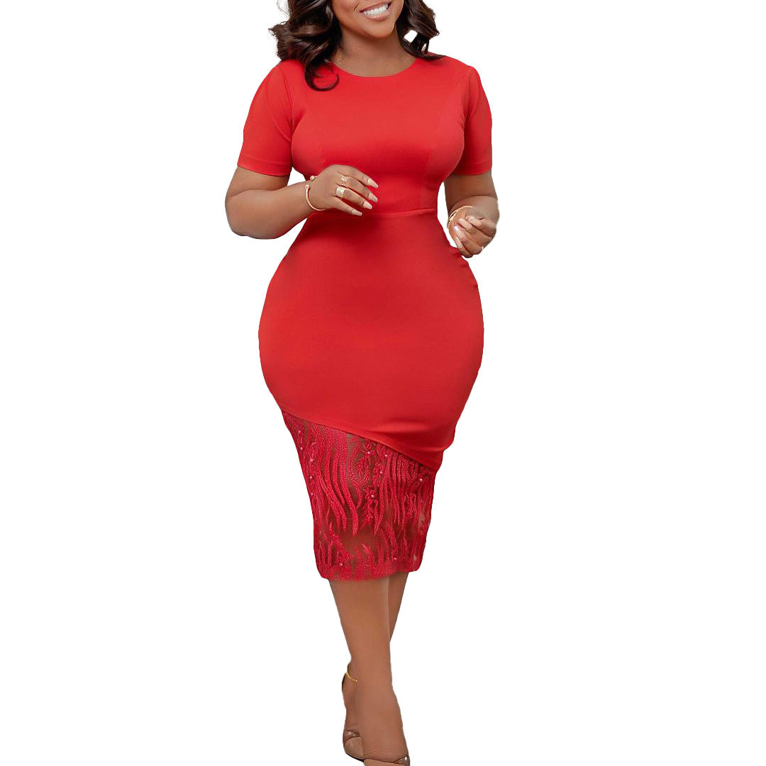 Robe de cocktail ajustée pour femmes avec détail en dentelle Chic und Stil