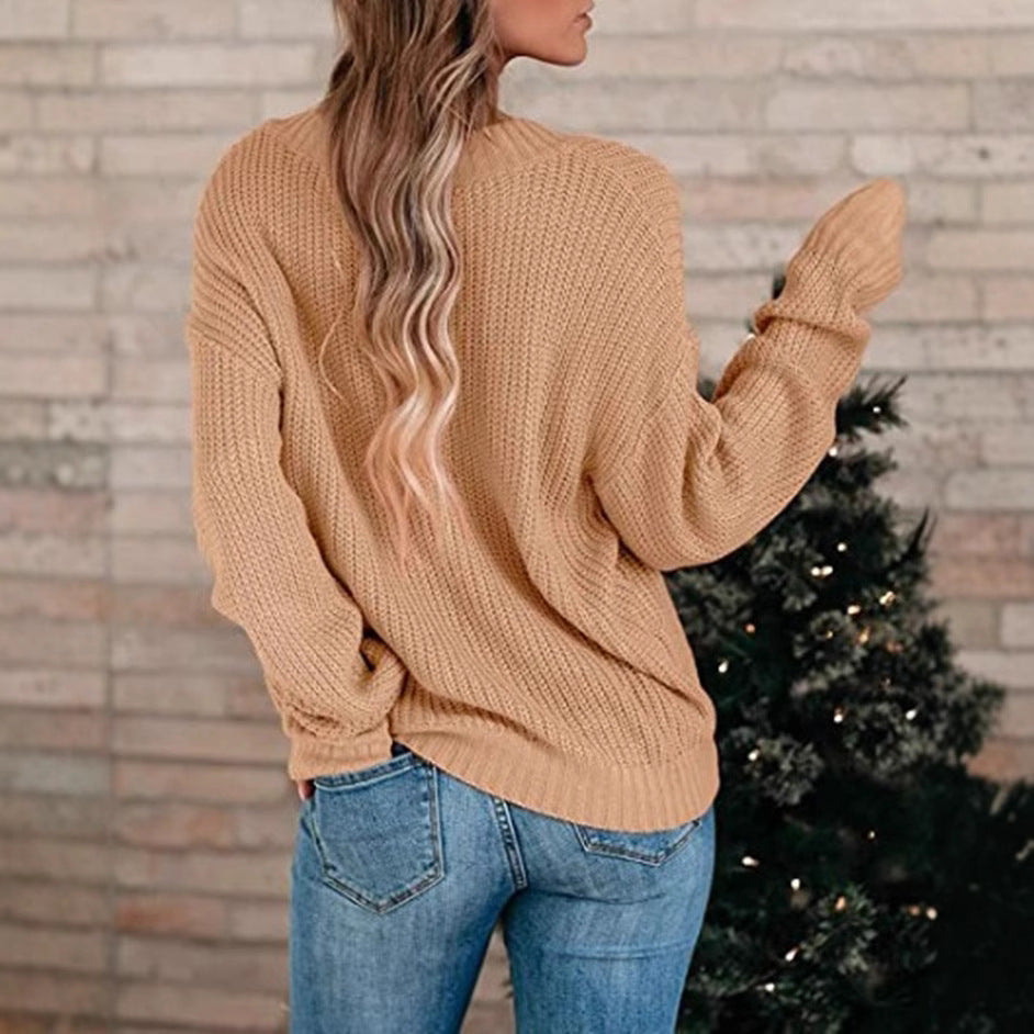 Pull en fine maille pour femmes avec décolleté en V et coupe décontractée Chic und Stil