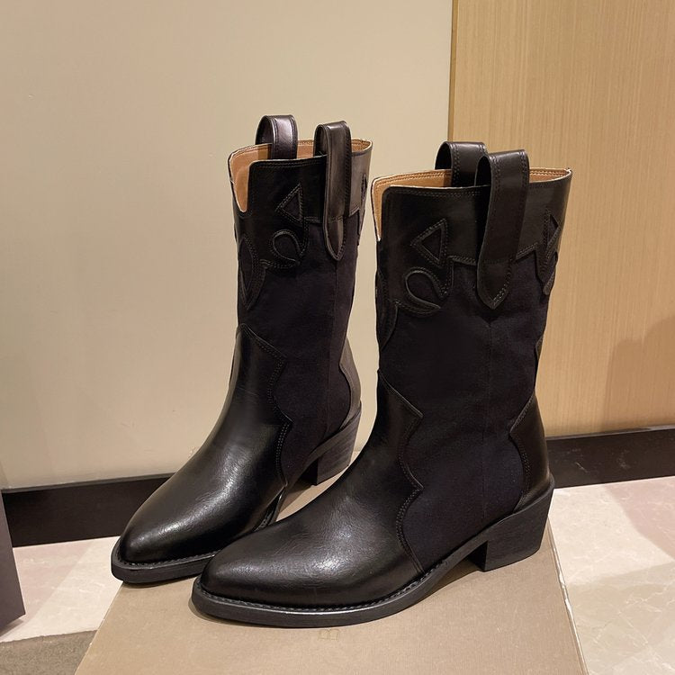 Bottines pour femmes de style cowboy avec un design unique et un talon compact Chic und Stil