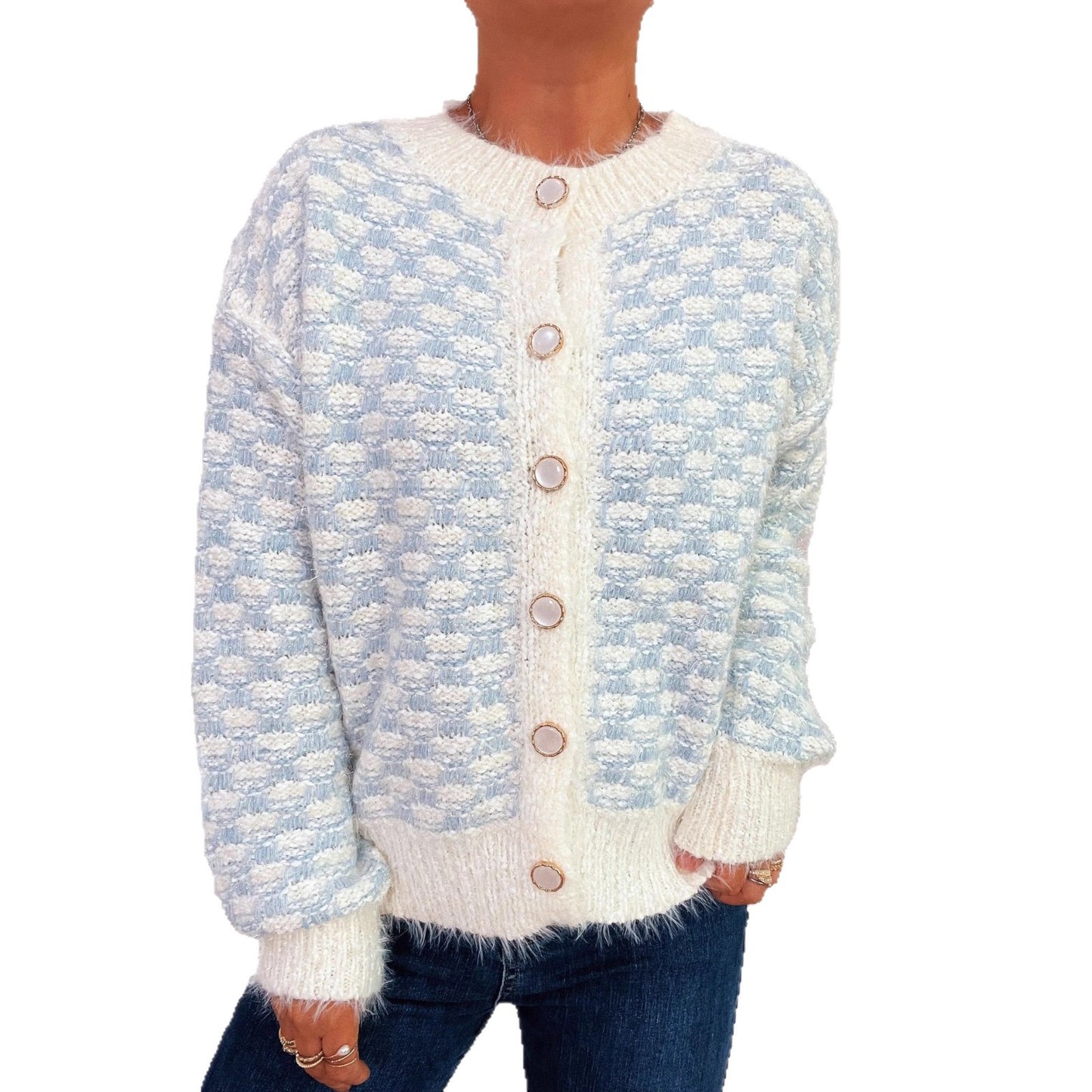 Cardigan en tricot confortable pour femmes avec design de boutons décoratifs Chic und Stil