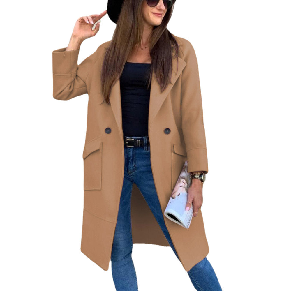 Dames Élégante et polyvalente Longue veste avec poches pratiques et détails bouton Chic und Stil
