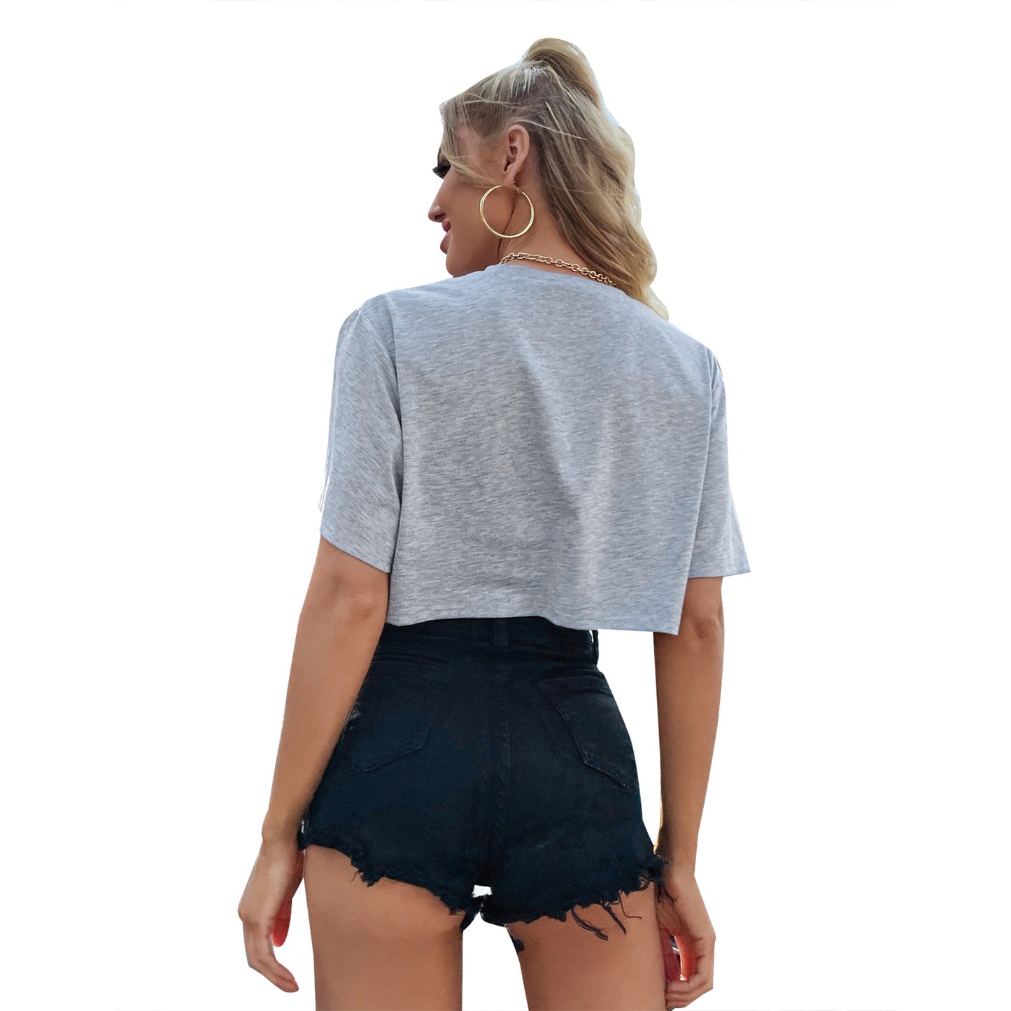 T-shirt court tendance pour femmes avec impression inspirante Chic und Stil