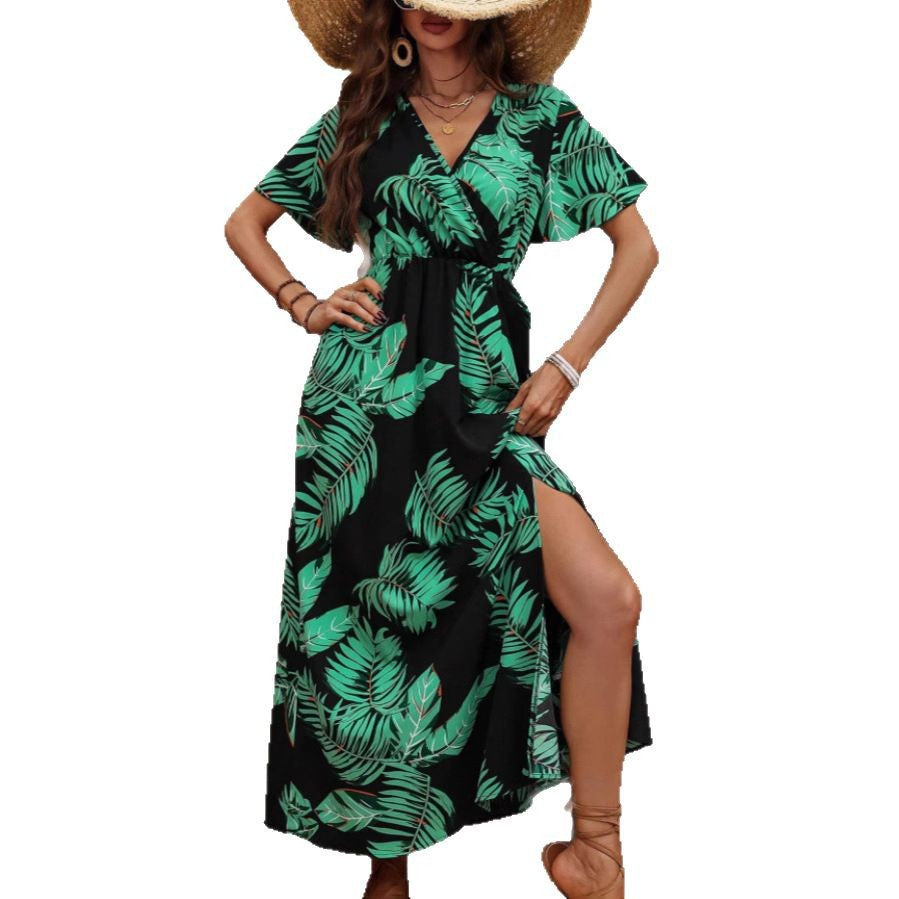 Robe Maxi Cover-Up imprimé tropical pour femmes Chic und Stil