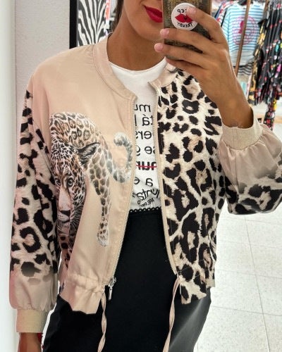 Veste bomber pour femmes avec imprimé animal et bords élastiques Chic und Stil