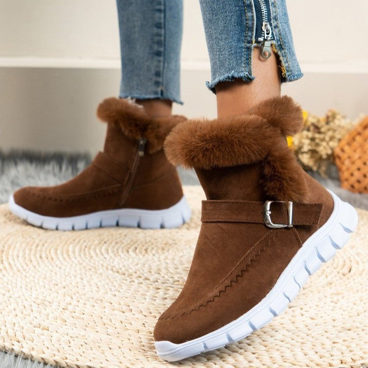 Bottes d'hiver pour femmes doublées avec fermeture éclair confortable et boucle décorative Chic und Stil