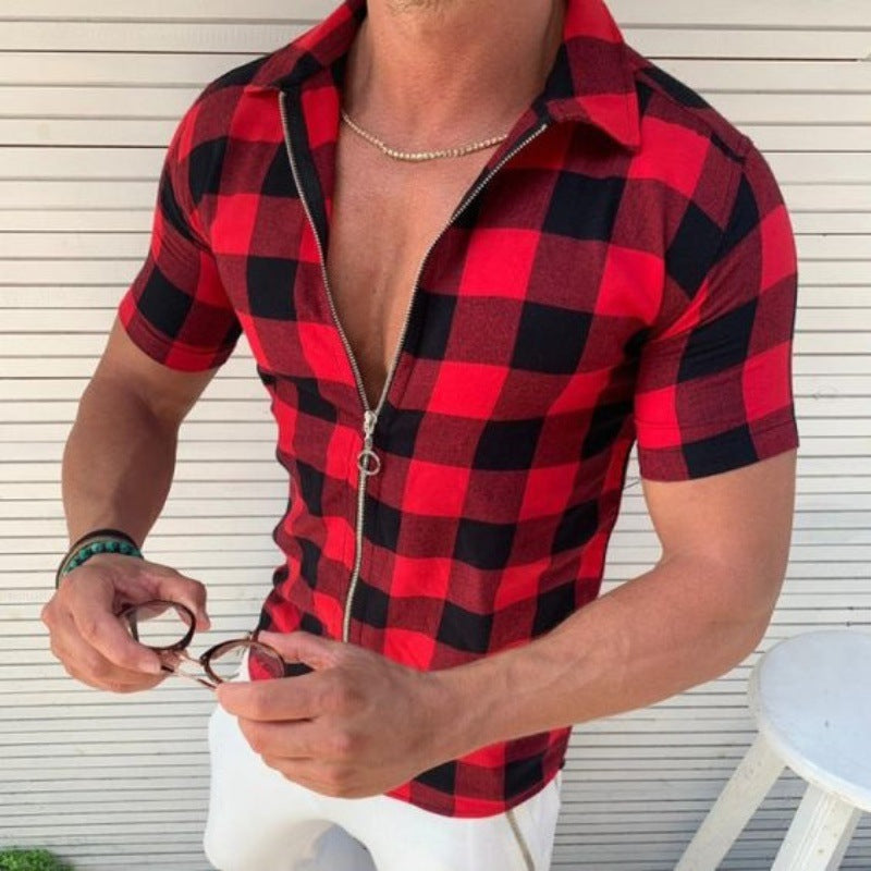 Chemise à manches courtes pour hommes avec fermeture éclair Chic und Stil
