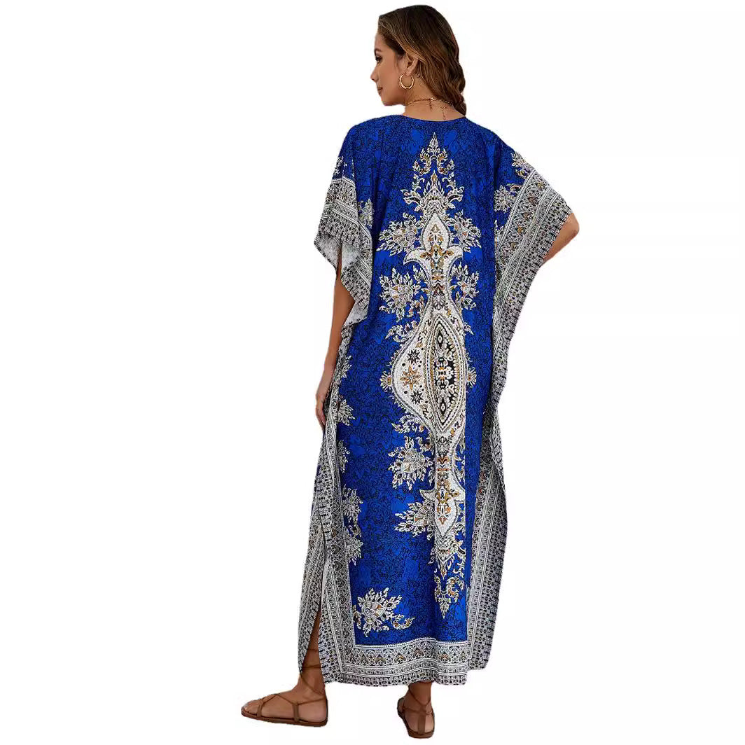 Robe maxi kaftan imprimée bohème pour femmes Chic und Stil