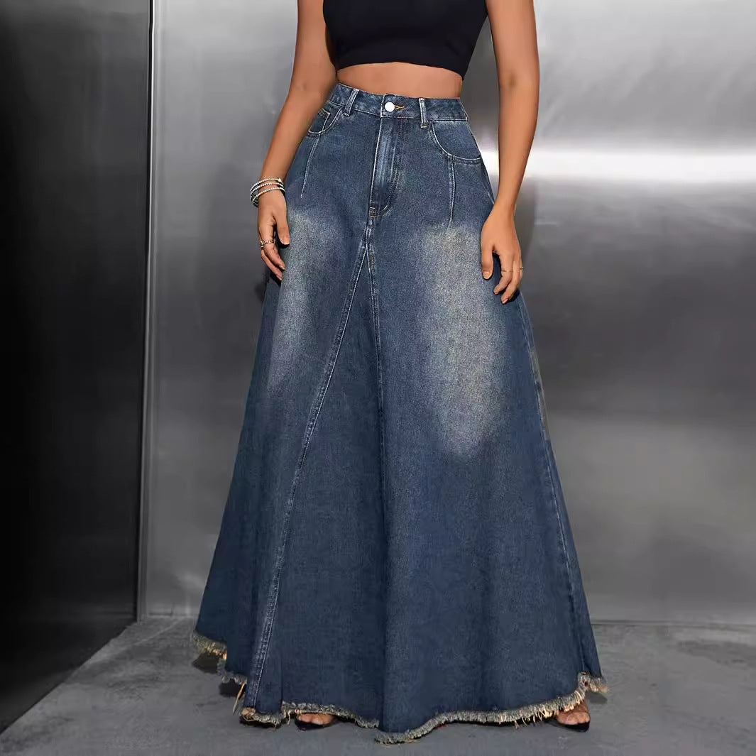 Jupe maxi femme avec ourlet frangé et coupe large Chic und Stil