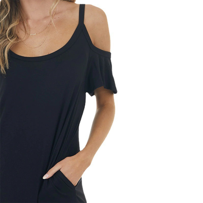 Robe maxi décontractée pour femmes avec design épaules nues et fente latérale Chic und Stil