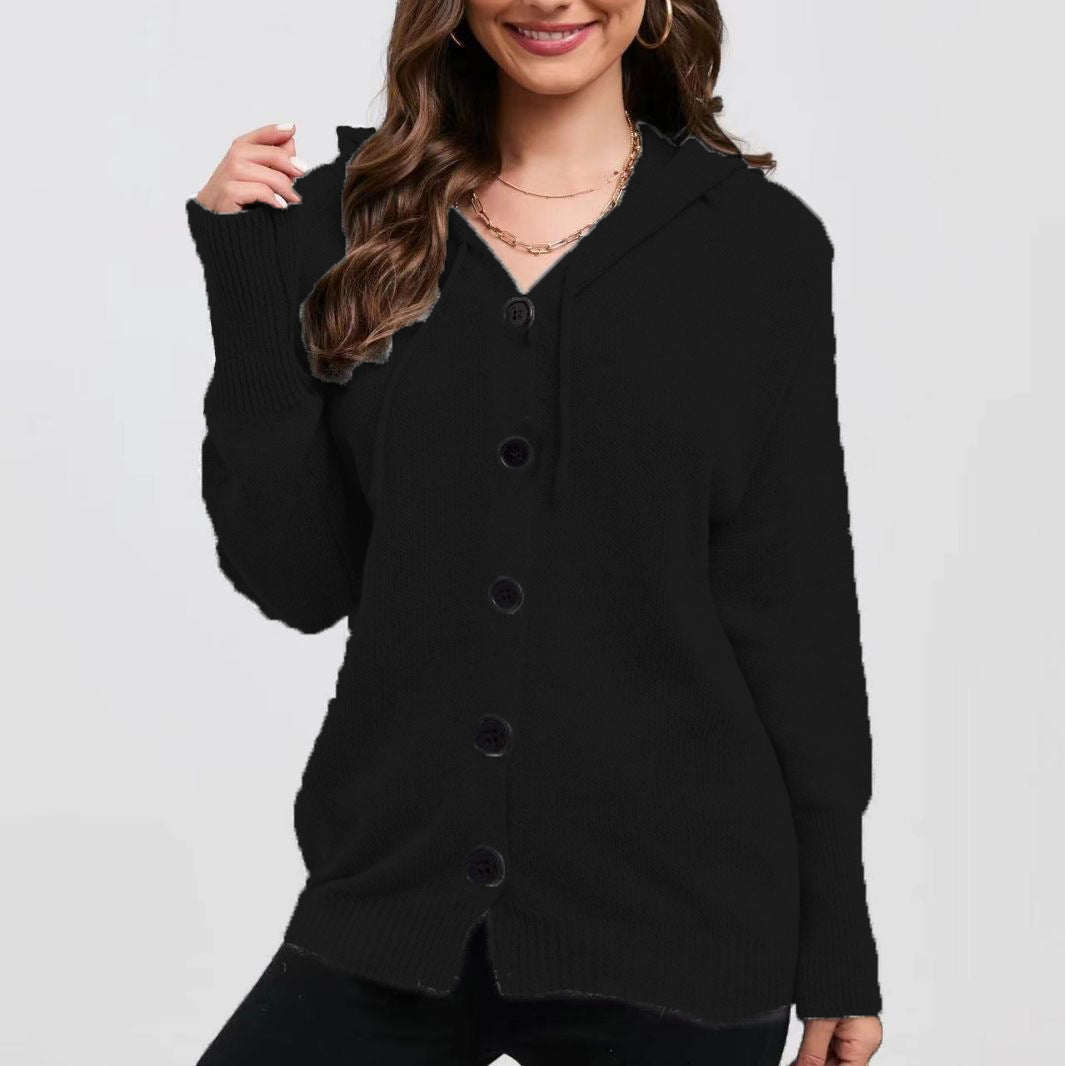 Dame cardigan à capuche avec des détails de bouton pratiques Chic und Stil