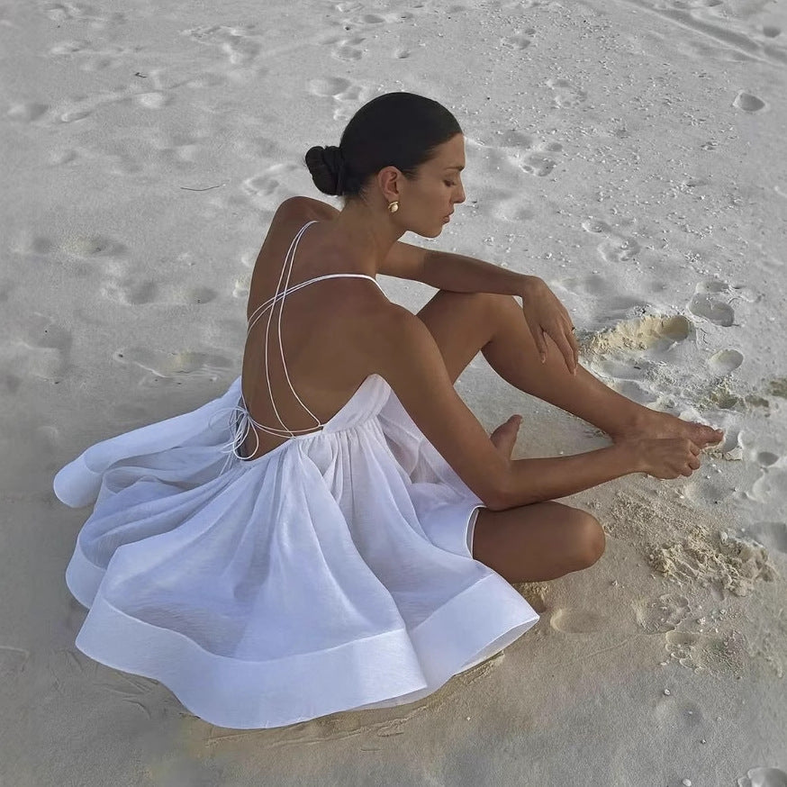 Robe en chiffon d'été pour dames avec des bretelles réglables et une jupe volumineuse Chic und Stil