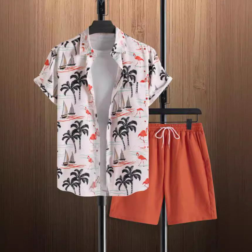 Chemise à manches courtes pour hommes avec motif tropical et coupe décontractée Chic und Stil