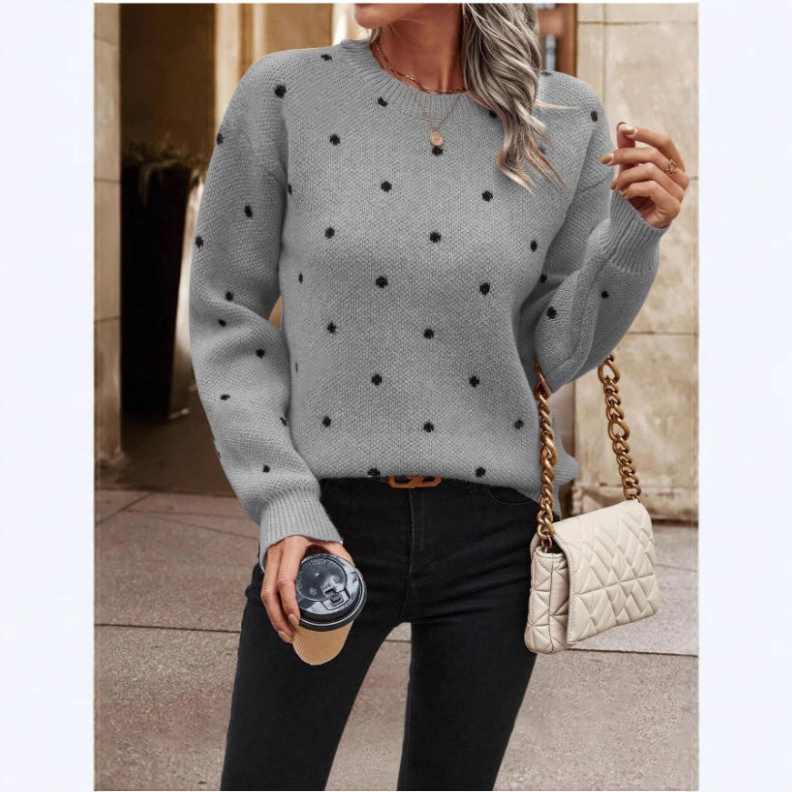 Pull en tricot douillet pour femmes avec un motif à pois tendance Chic und Stil