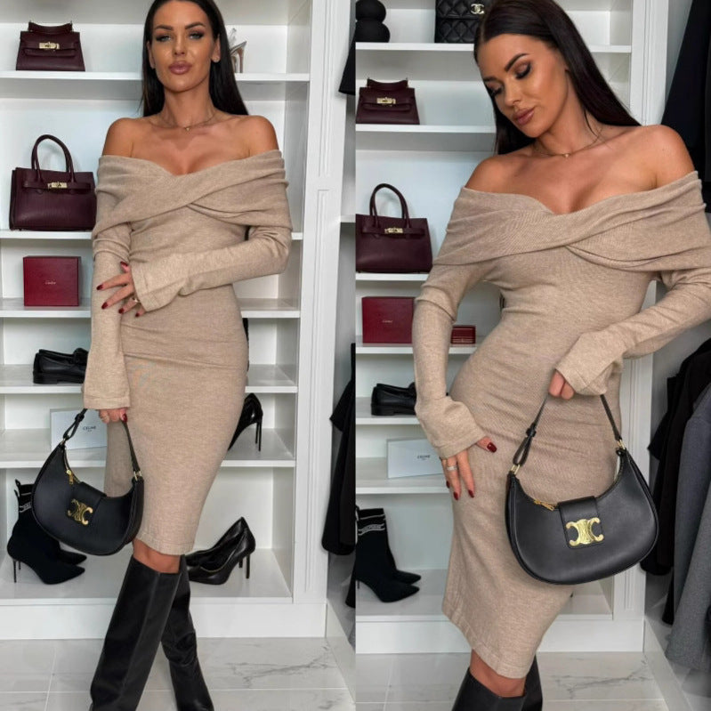 Robe midi bodycon off-shoulder Chic und Stil