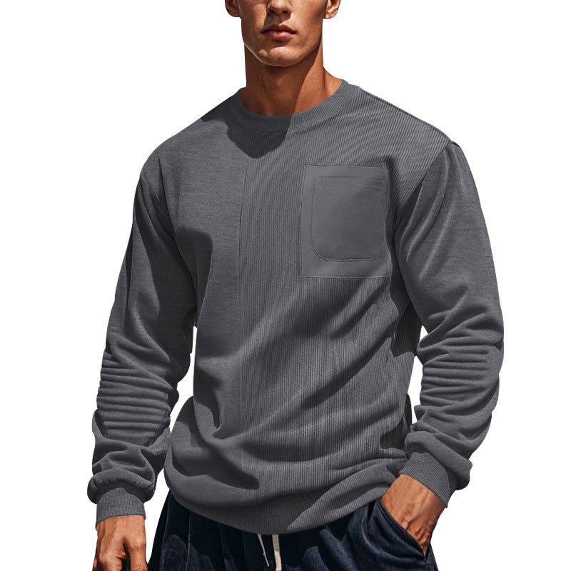 Hommes sweat-shirt décontracté avec design structuré et poche poitrine pratique Chic und Stil