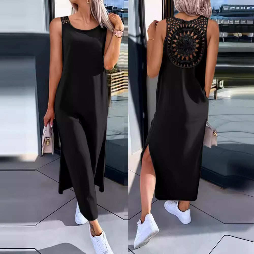 Robe maxi à dos en crochet pour dames Chic und Stil