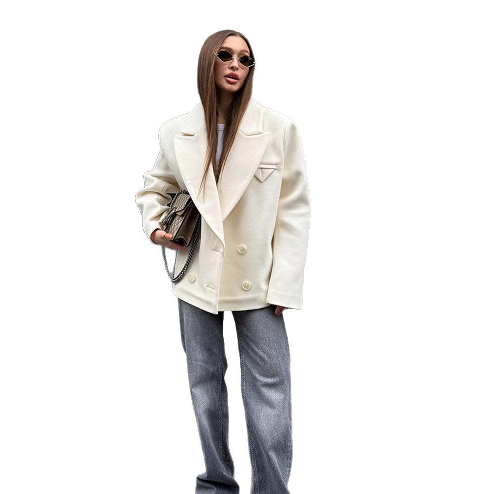 Dame Blazer oversized avec double boutonnage et détails élégants Chic und Stil