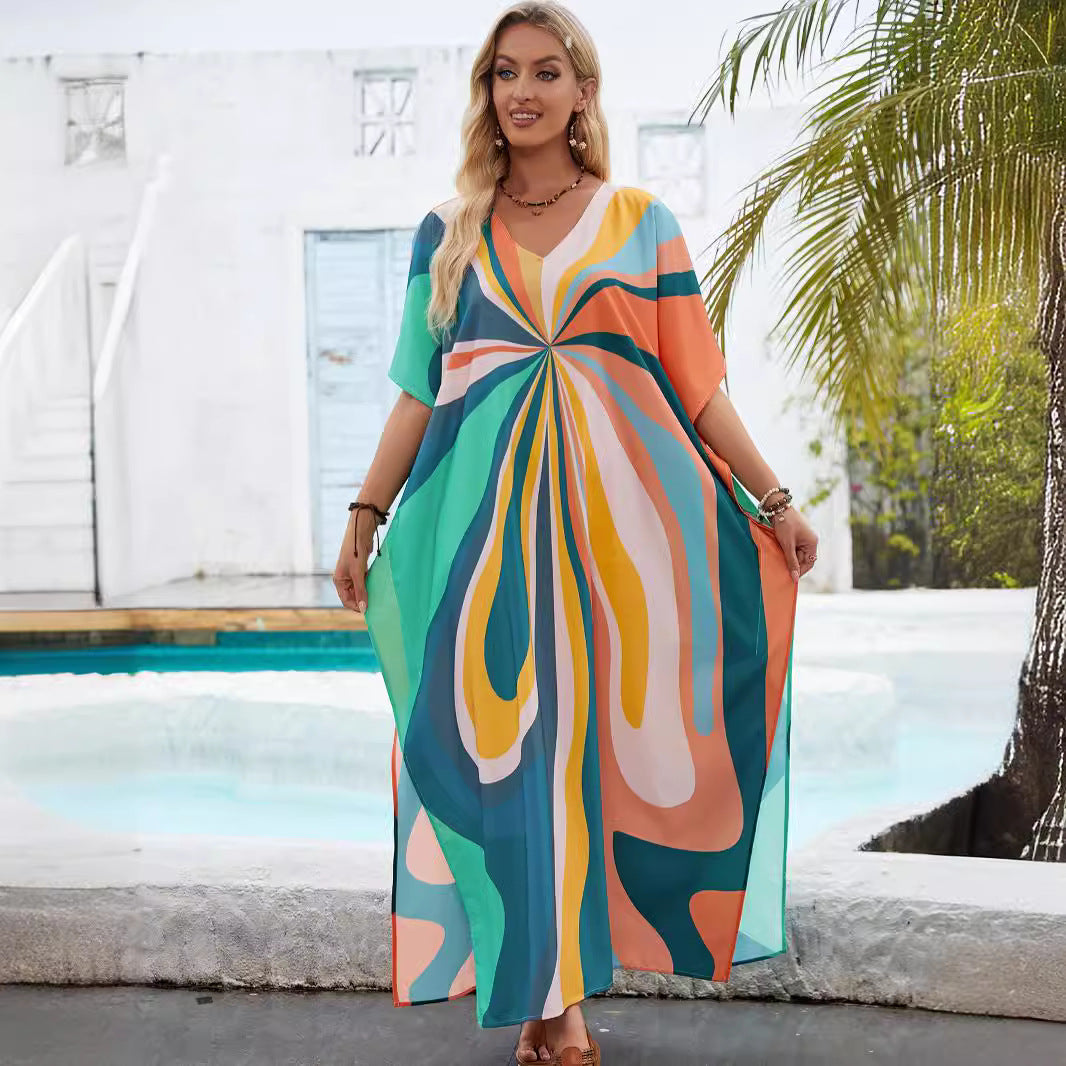 Robe kaftan à motifs vifs Chic und Stil pour femmes