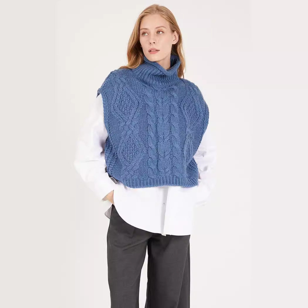 Pull en tricot tendance pour femmes avec col haut et motif en torsades Chic und Stil