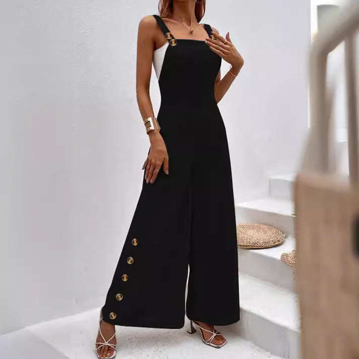 Combinaison pour femmes à la mode avec des détails de bouton élégants et des jambes larges Chic und Stil
