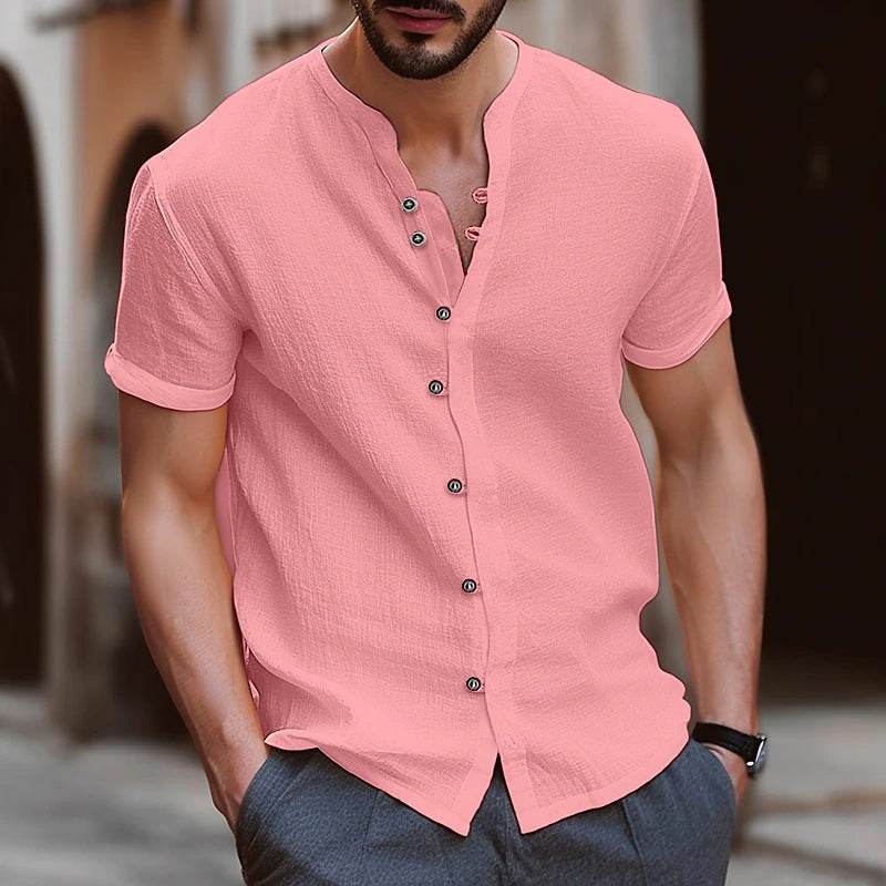 Chemise à manches courtes structurée pour hommes avec boutons Chic und Stil