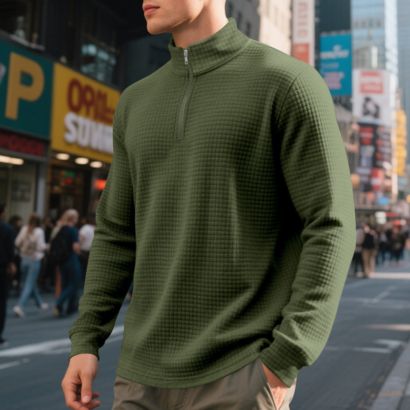 Pull pour hommes en polaire avec col montant, fermeture éclair et design structuré Chic und Stil