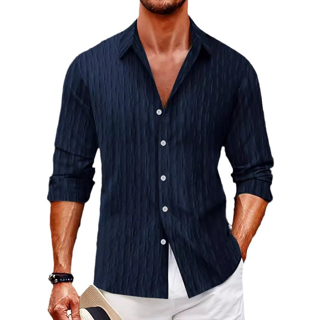 Chemise à manches longues structurée pour hommes avec fermeture à boutons Chic und Stil