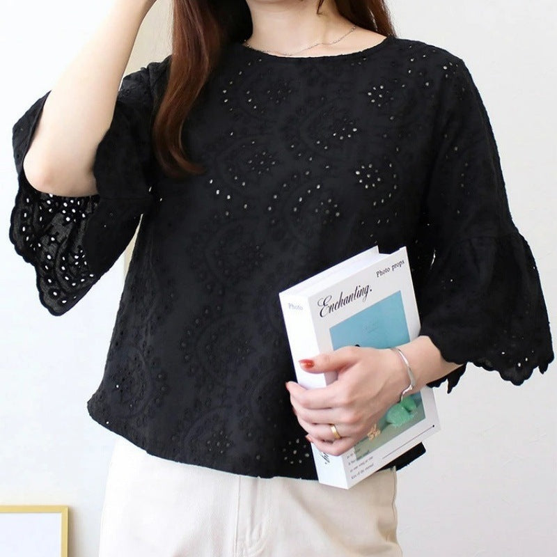 Blouse brodée à trou pour les femmes Chic und Stil