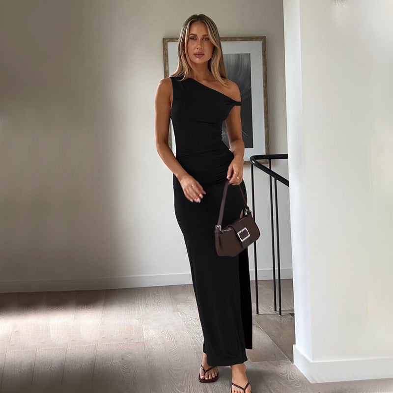 Robe maxi asymétrique à une épaule Chic und Stil pour femmes