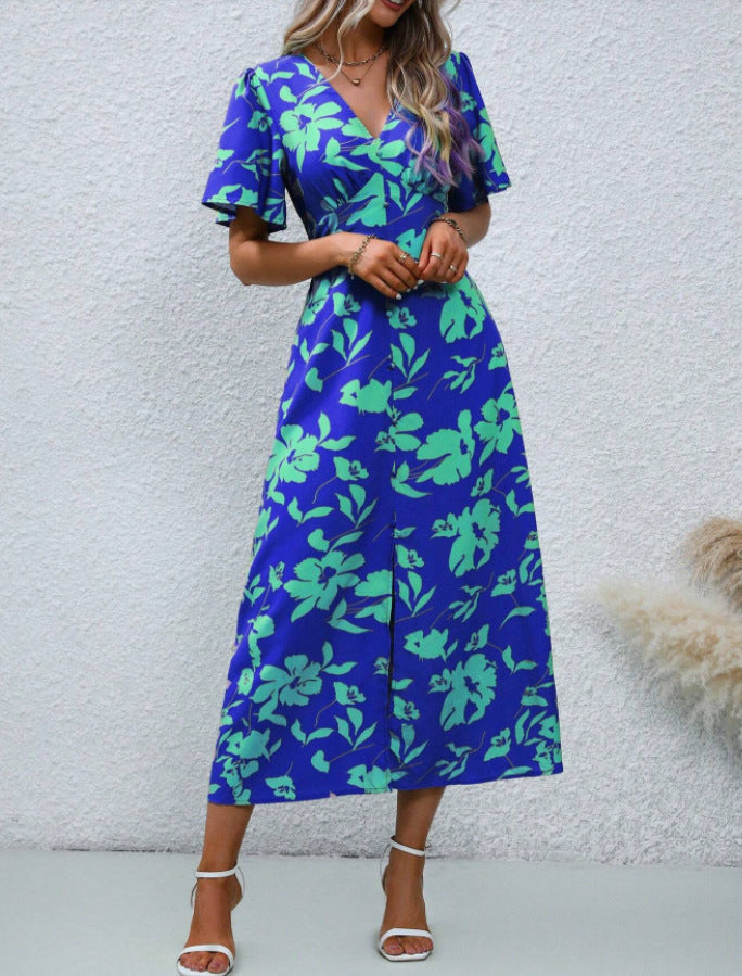Robe maxi à motifs floraux pour femmes Chic und Stil