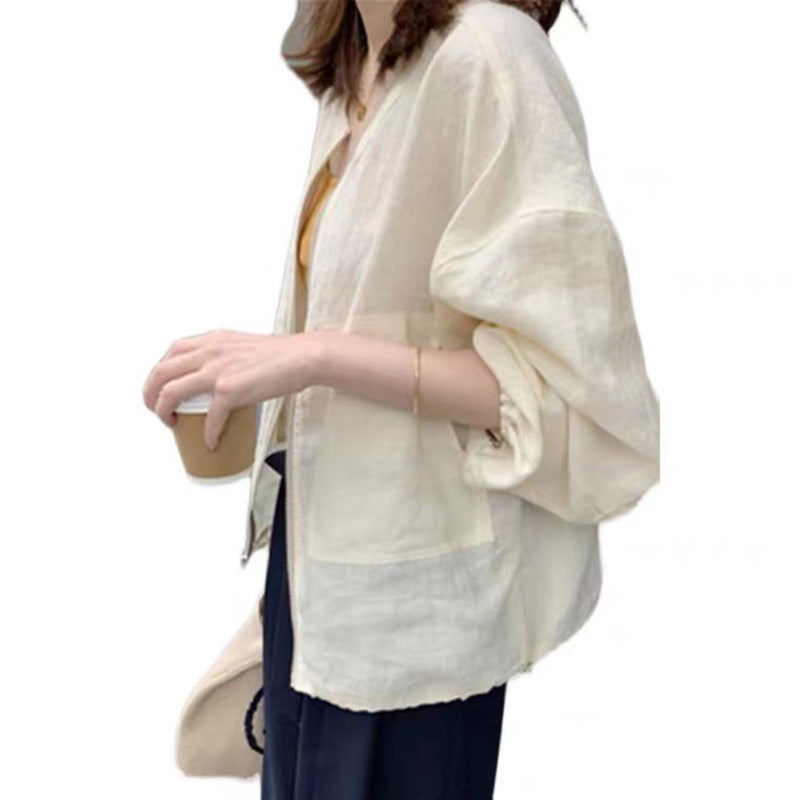Veste zippée en lin léger pour femmes Chic und Stil