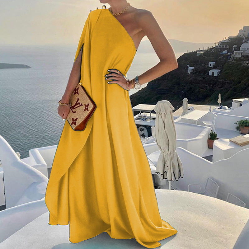 Robe maxi femme avec design asymétrique Chic und Stil