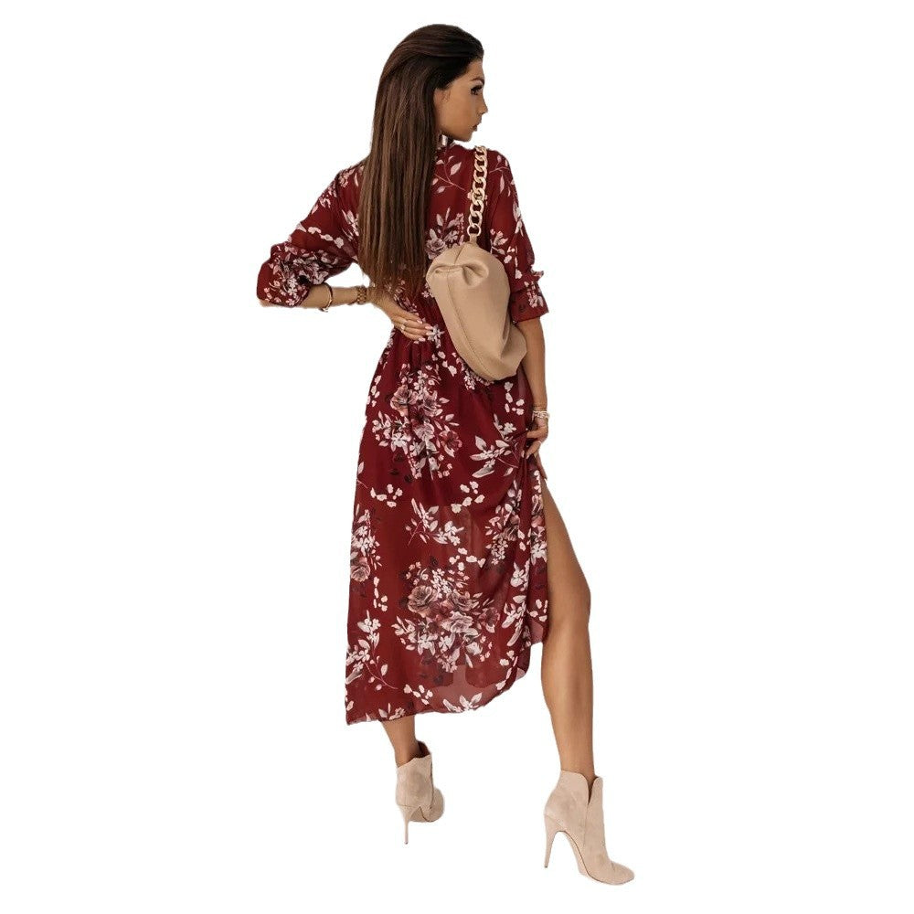 Robe maxi florale pour femmes avec fente haute Chic und Stil
