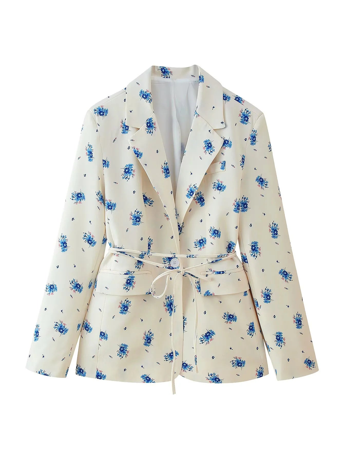 Blazer ajusté pour femmes avec motif floral et ceinture à nouer Chic und Stil
