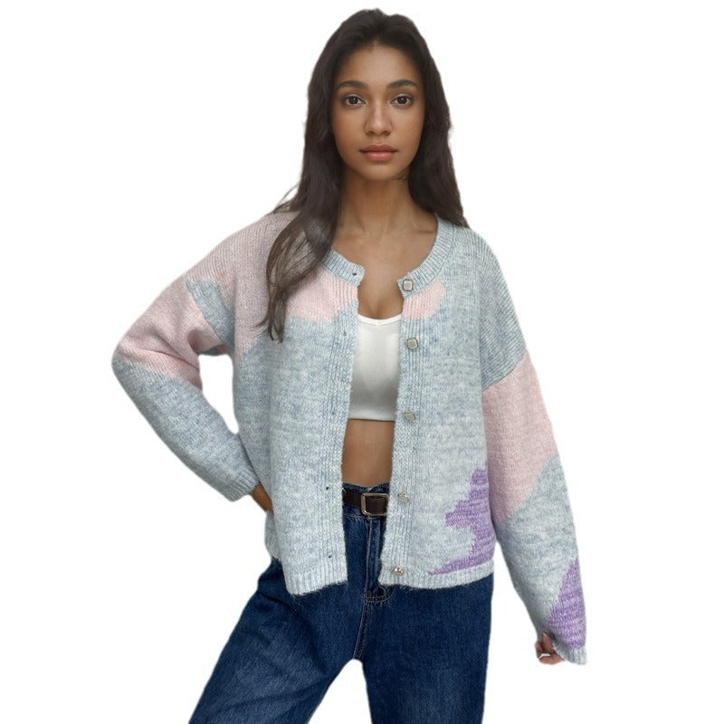 Pull créatif pour femmes en tricot avec décolleté asymétrique et design coloré Chic und Stil