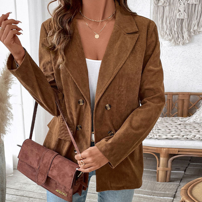 Veste de blazer pour femmes au style côtelé tendance avec deux boutons Chic und Stil