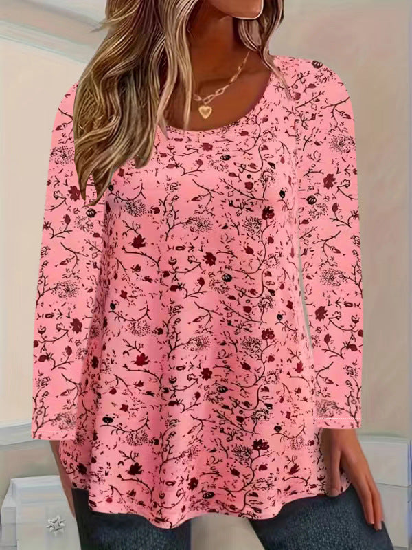 T-shirt à manches longues pour femmes avec motif floral et coupe en A Chic und Stil