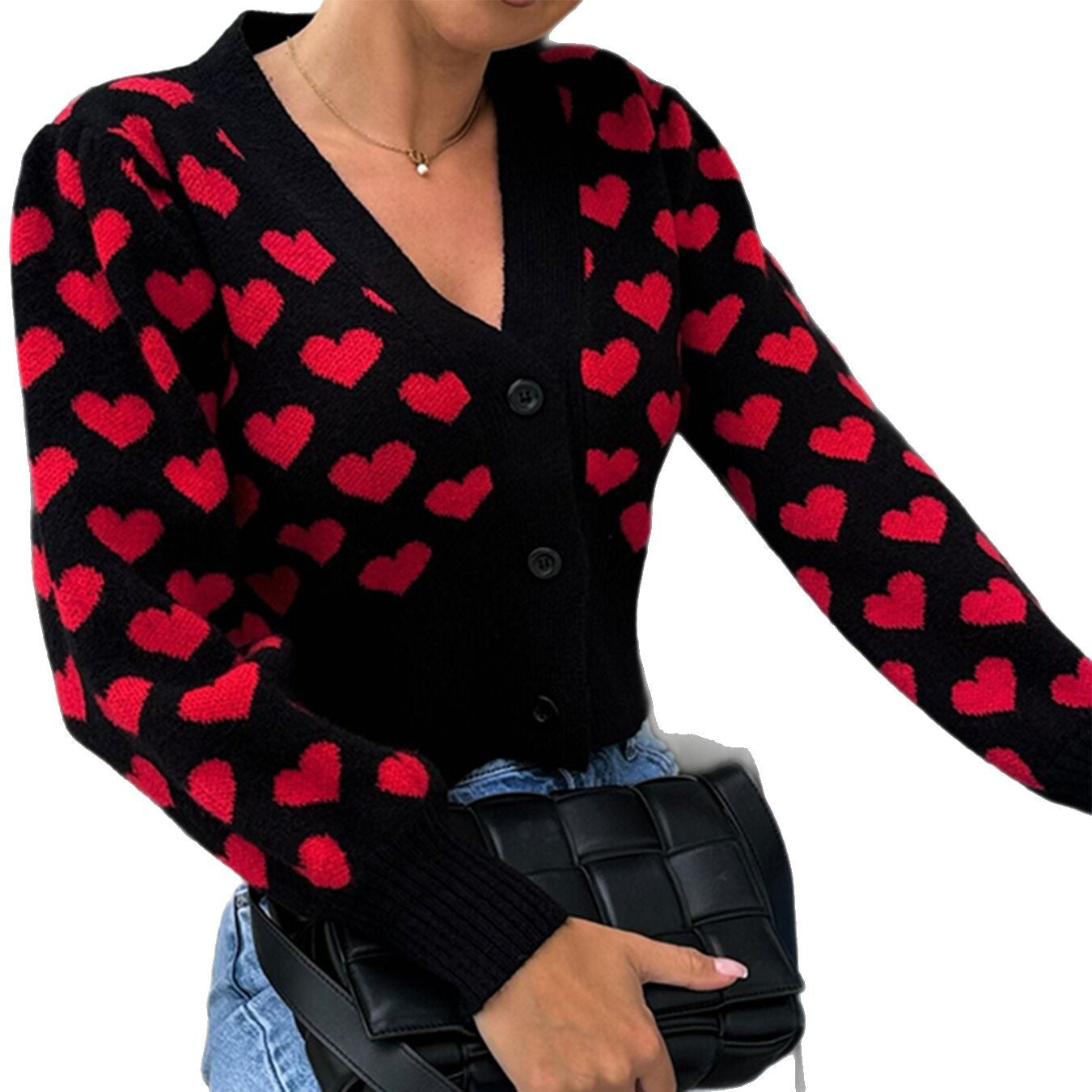 Dame cardigan avec motif en forme de cœur et boutons décoratifs Chic und Stil