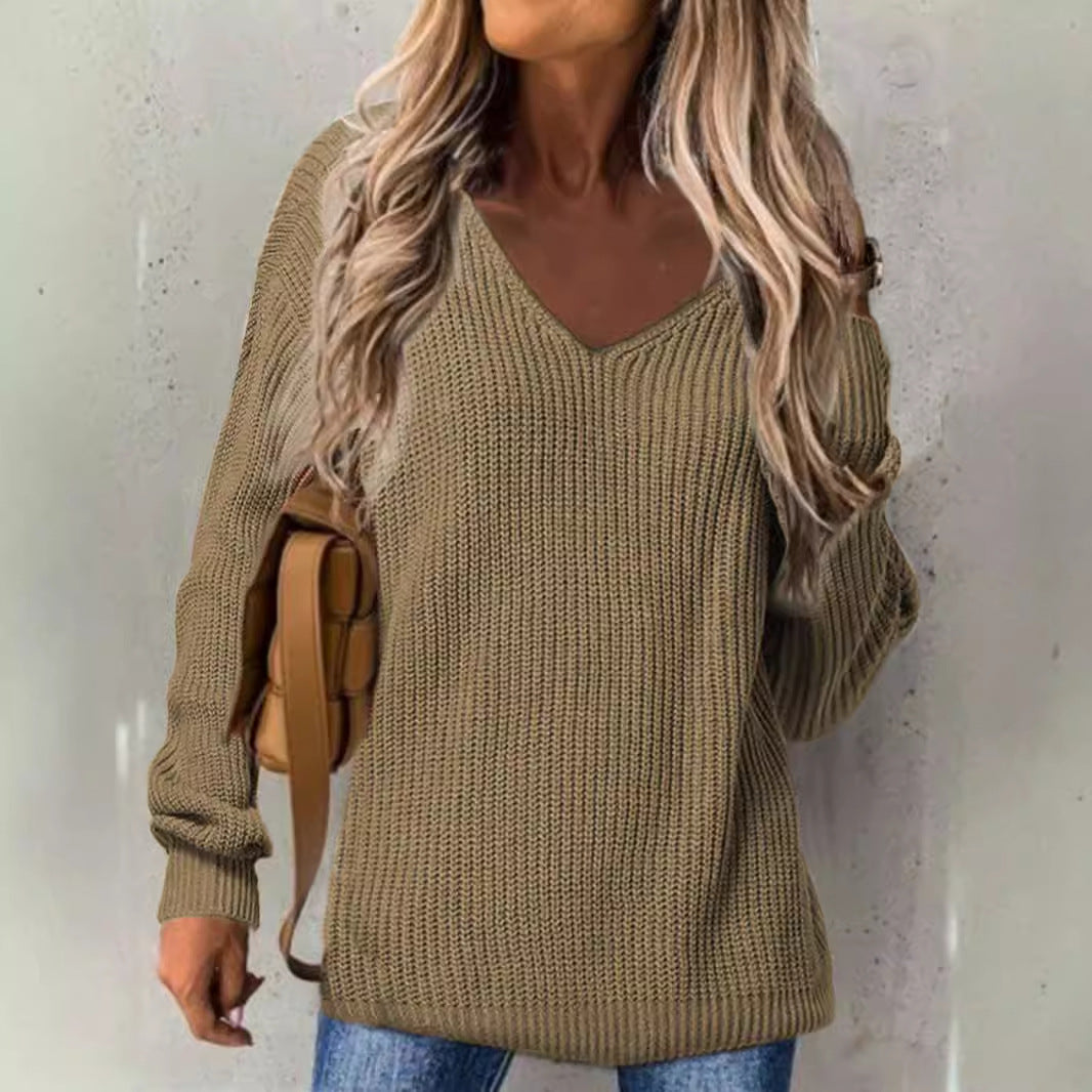 Pull-over en tricot épais à encolure en V pour femmes avec coupe décontractée Chic und Stil