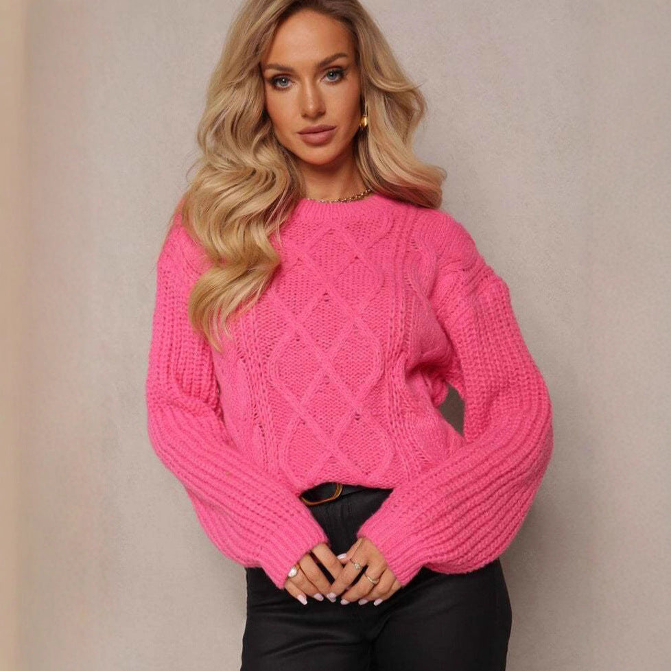 Pull en maille chunky décontracté pour femmes avec un design de tresse moderne et une coupe confortable Chic und Stil