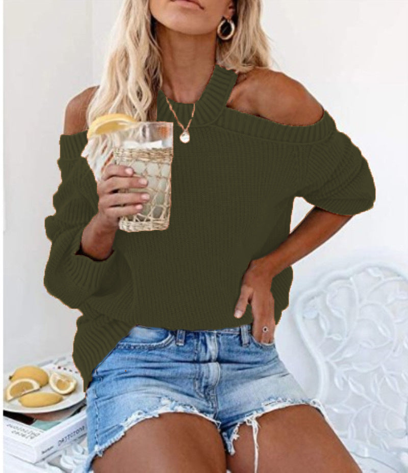 Pull femme Cool Off-Shoulder en tricot avec des manches larges Chic und Stil