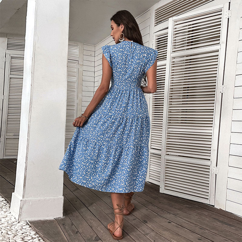 Femme Floral Midi Robe Chic und Stil