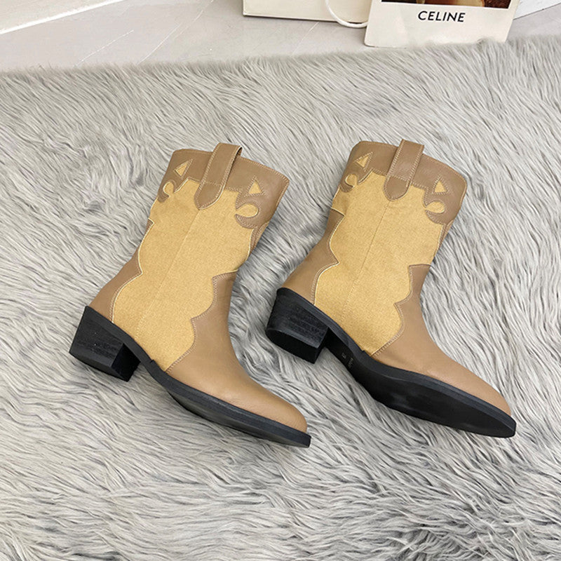 Bottines pour femmes de style cowboy avec un design unique et un talon compact Chic und Stil